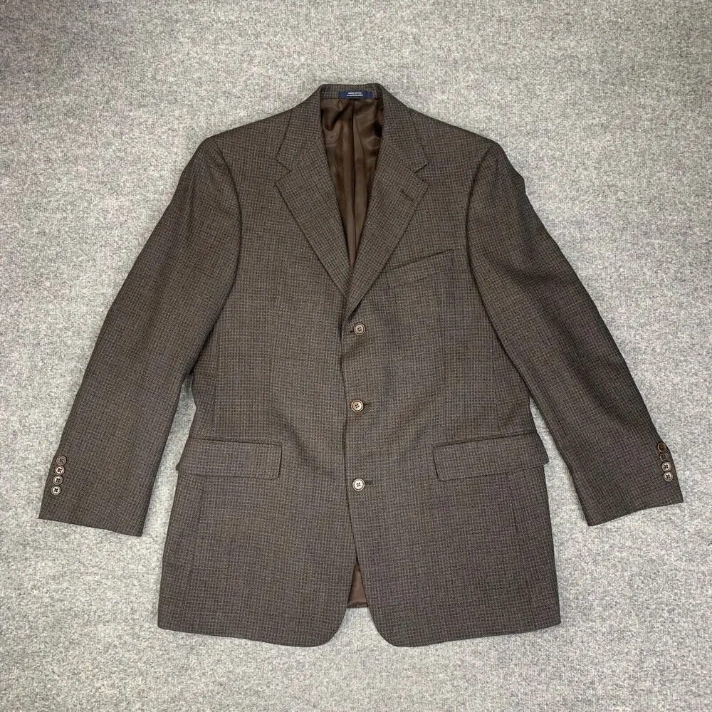 Vintage Ted Baker Blazer Mens 42 Regular‎ Brown 3 Button Padded Shoulder Jacket